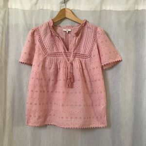 Othilia Anthropologie pink eyelet top